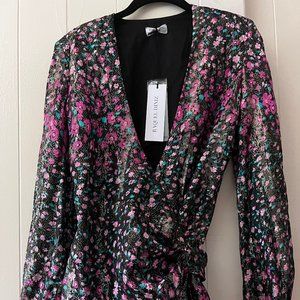 Raquel Diniz Eugina Fuchsia Short Metallic Dress